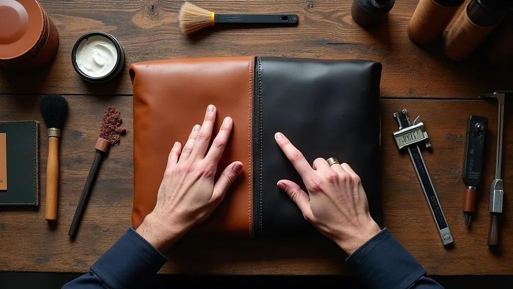 Atelier de cordonnier montrant la différence entre un cuir pleine fleur sain répondant à l'entretien et un cuir reconstitué craquelé irréparable, illustrant les limites de la réparation pour les sacs en cuir