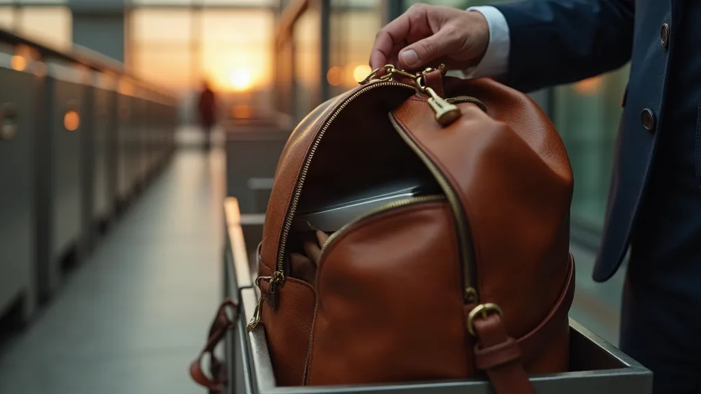 Gros plan d'un compartiment laptop rembourré avec fond surélevé dans un sac à dos de voyage